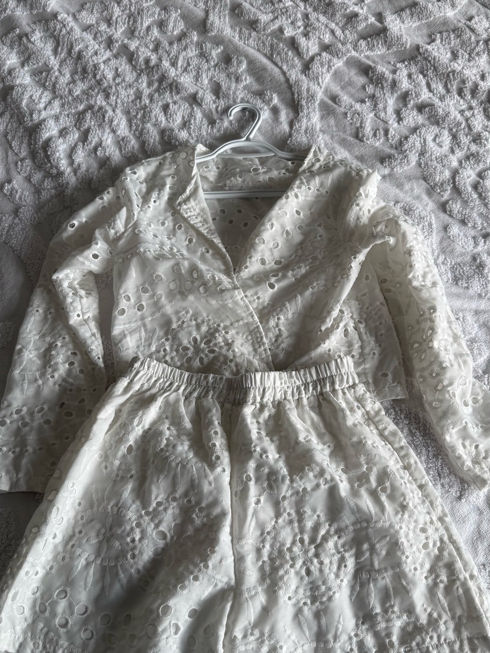 Girls White Eyelet Two-Piece Set shorts and top